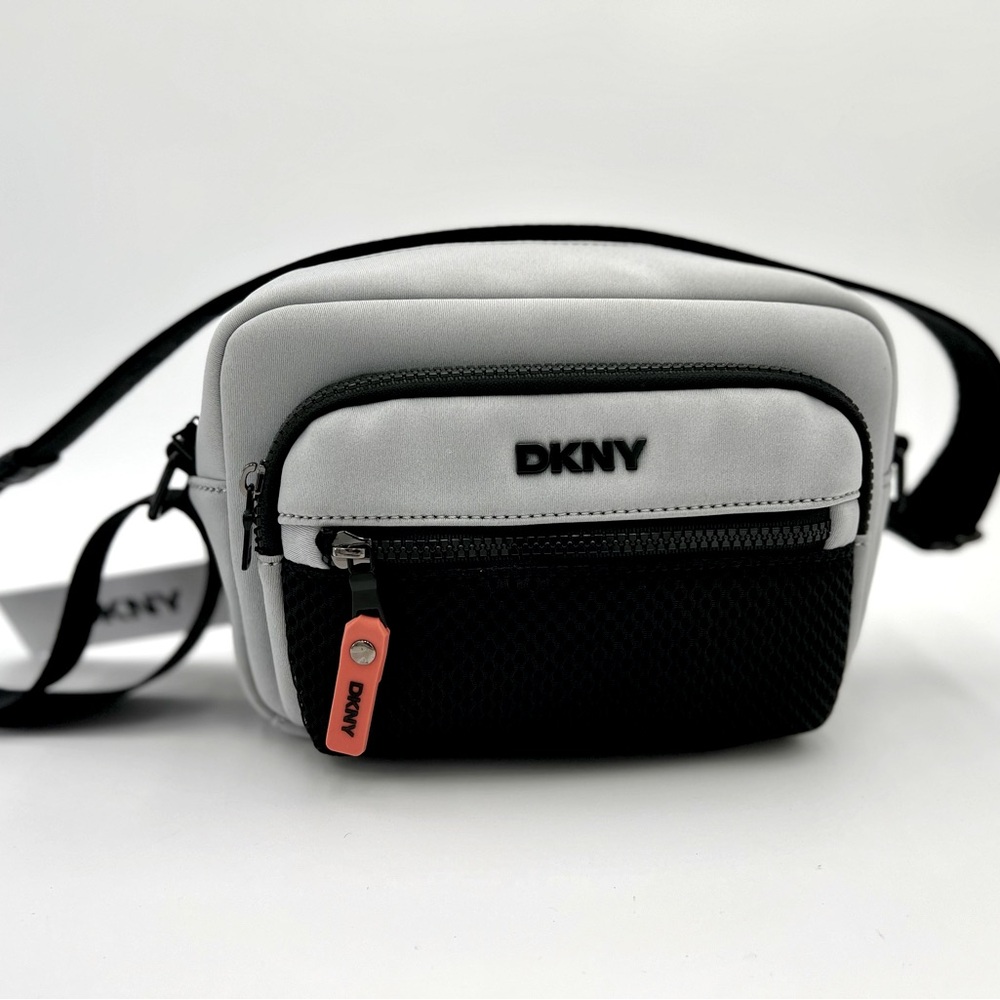 DKNY Unisex Men’s Women’s Sumari Gray/Black Guitar Strap Crossbody